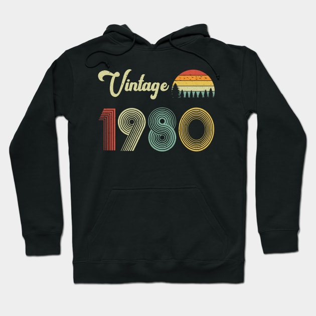 Vintage 1980 40th Birthday – Retro Vintage Classic 40 Years Old Hoodie by Merchofy